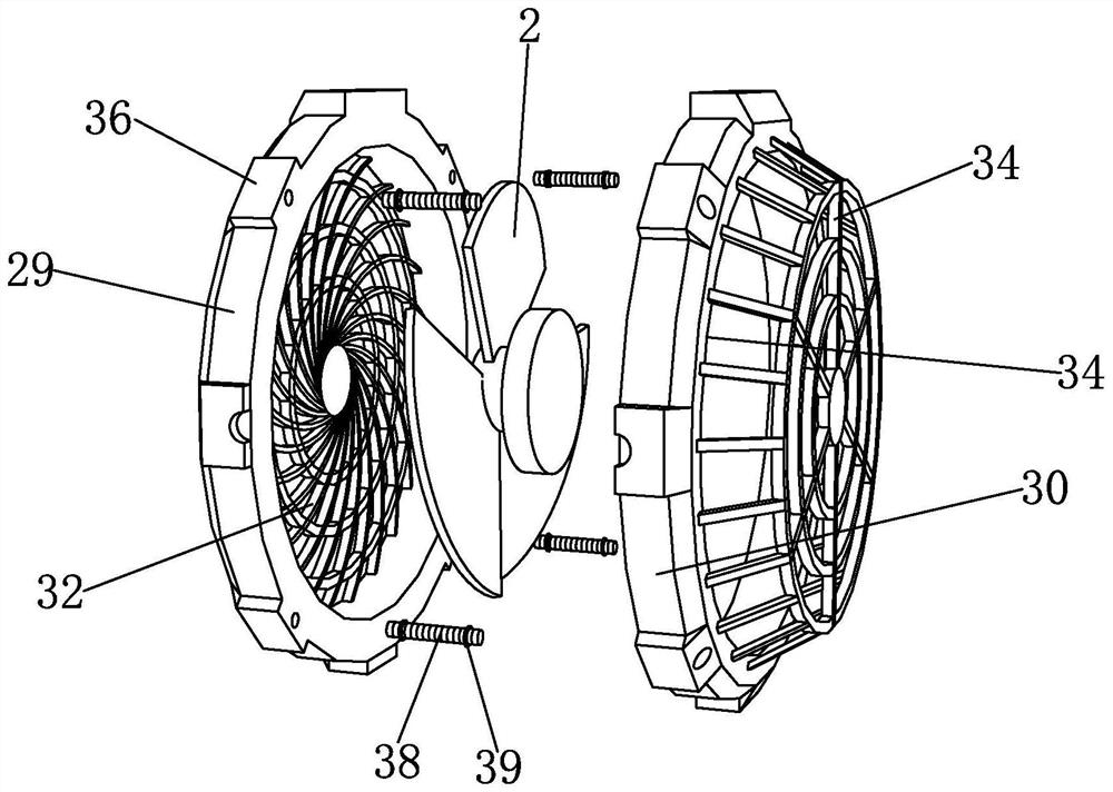 Shock and noise reduction device for household electric fan and installation method thereof