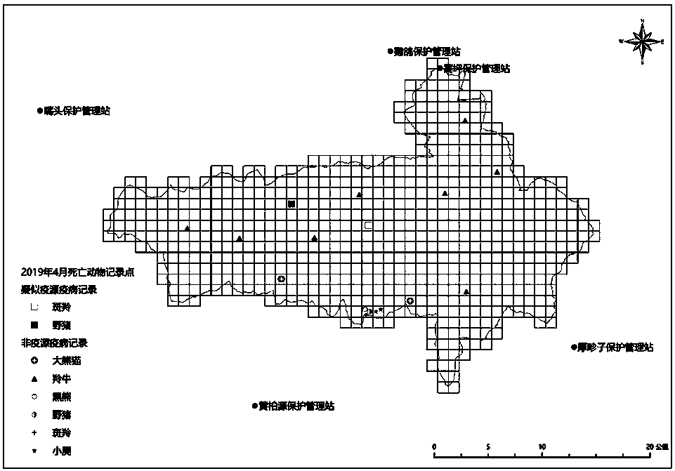 Risk early warning method for wild animal epidemic diseases in natural protected area