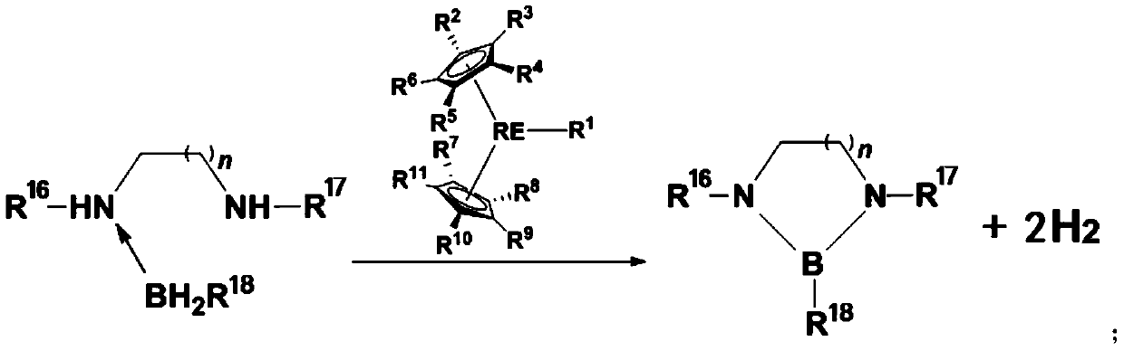 Application of biscyclopentadienyl rare-earth metal complex in catalysis of dehydrogenated coupling of amine broane