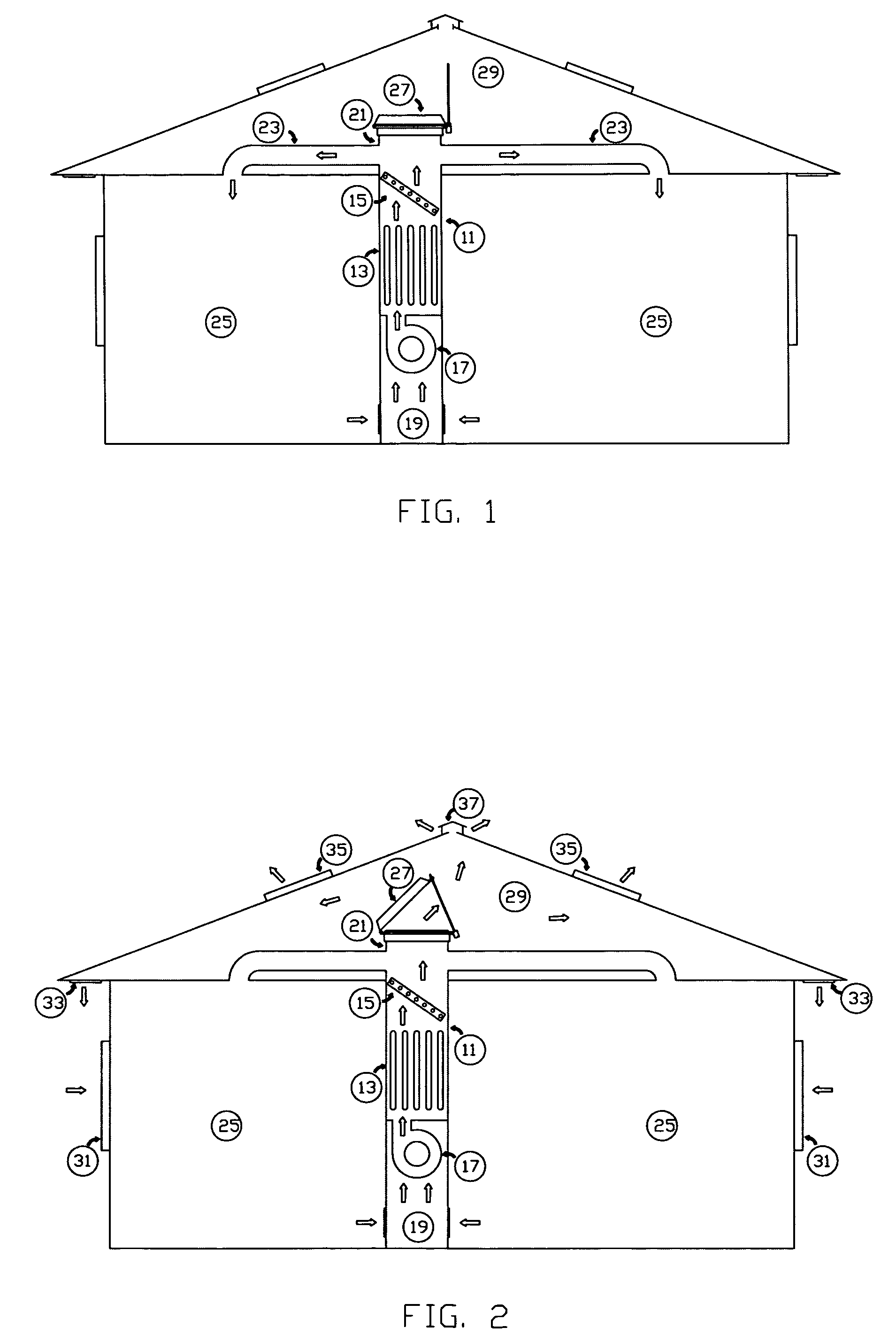 Closed air handling system with integrated damper for whole-building ventilation