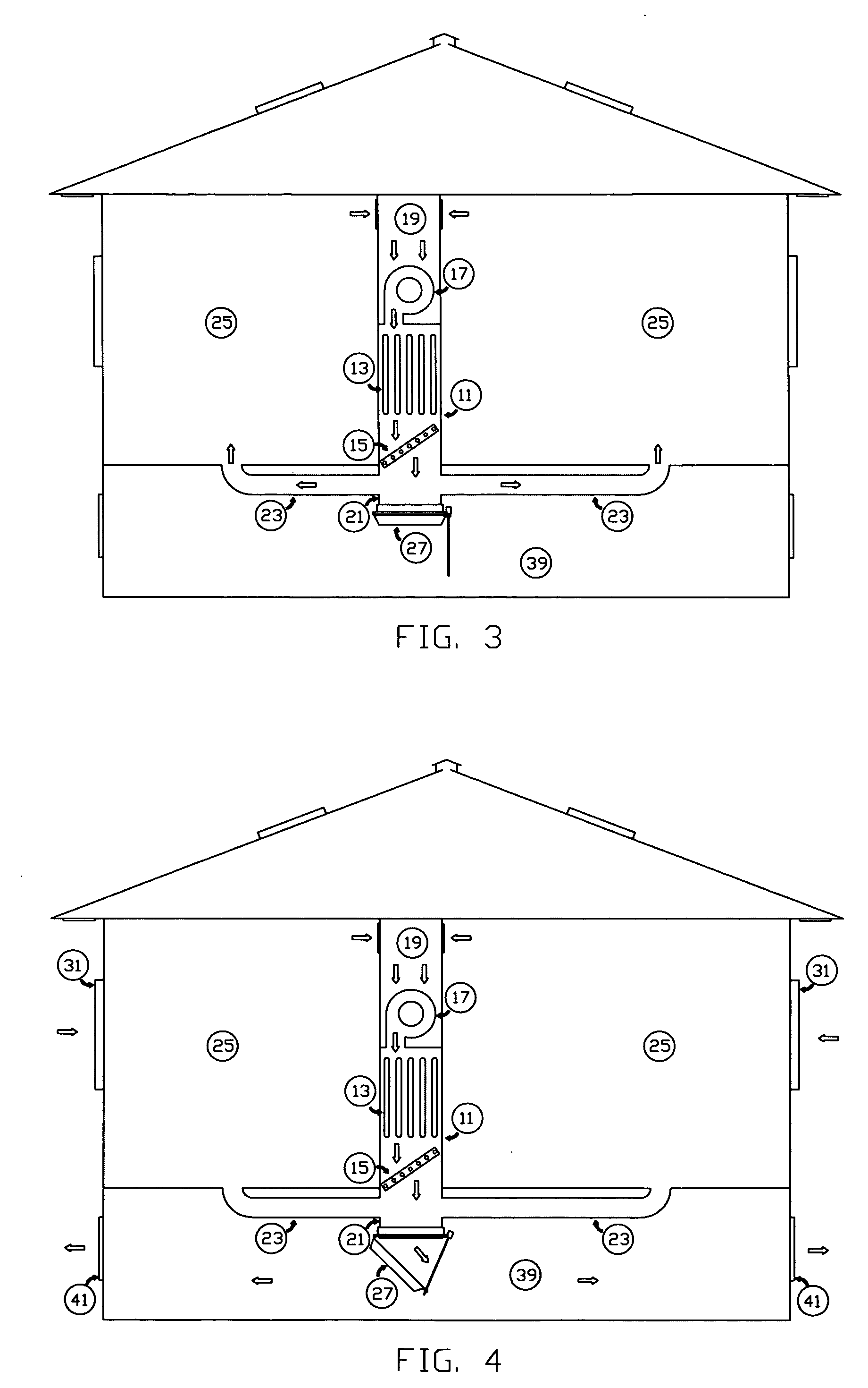 Closed air handling system with integrated damper for whole-building ventilation