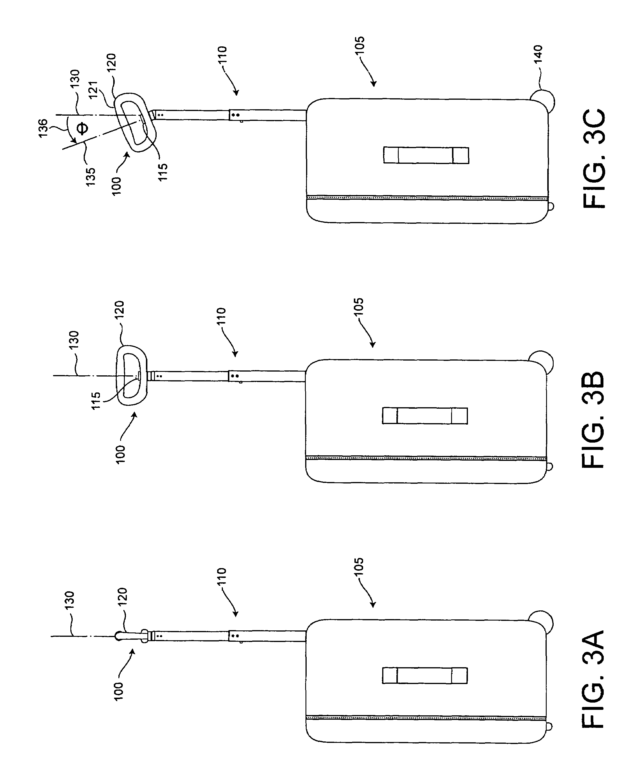 Luggage handle system with pivot grip