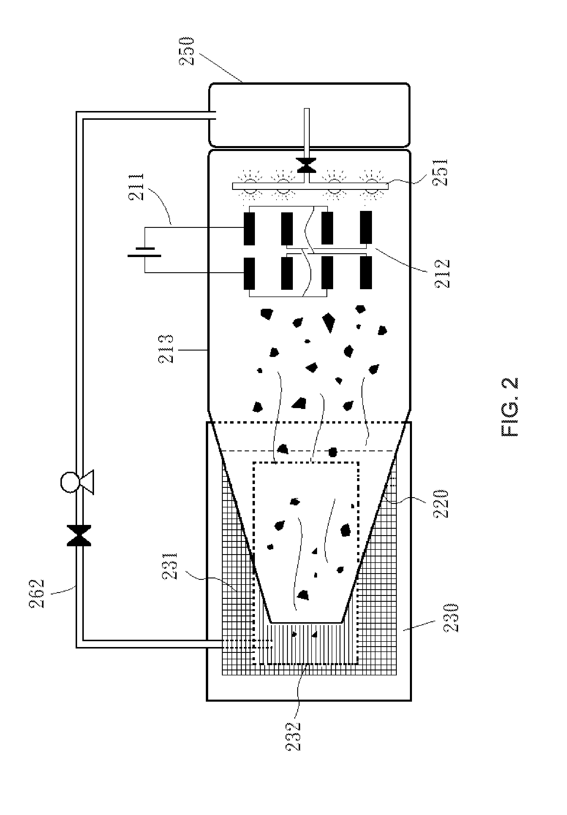 Device designed for continuous production of graphene flakes by electrochemical method