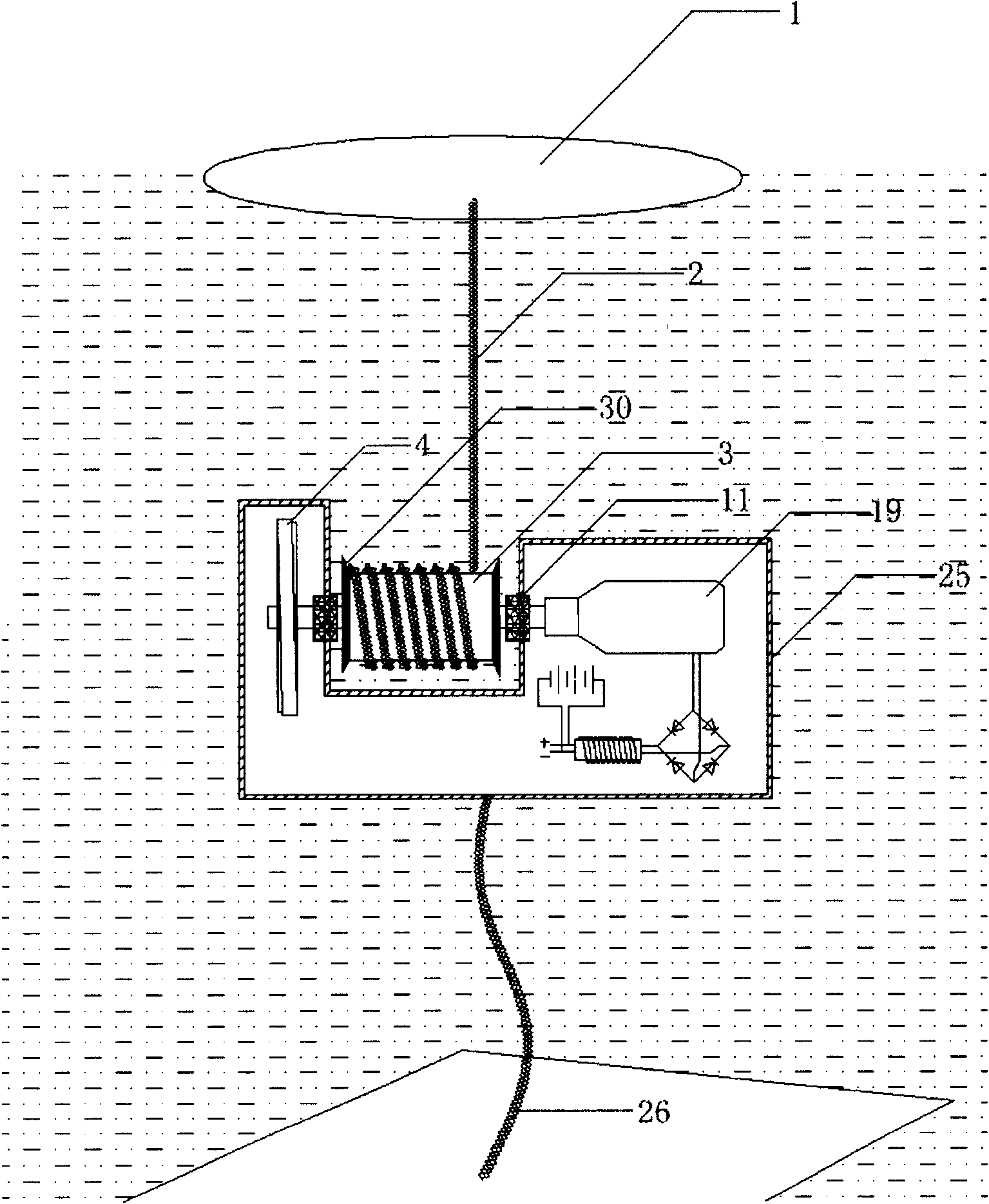 Floating body rope pulley wave energy generating system