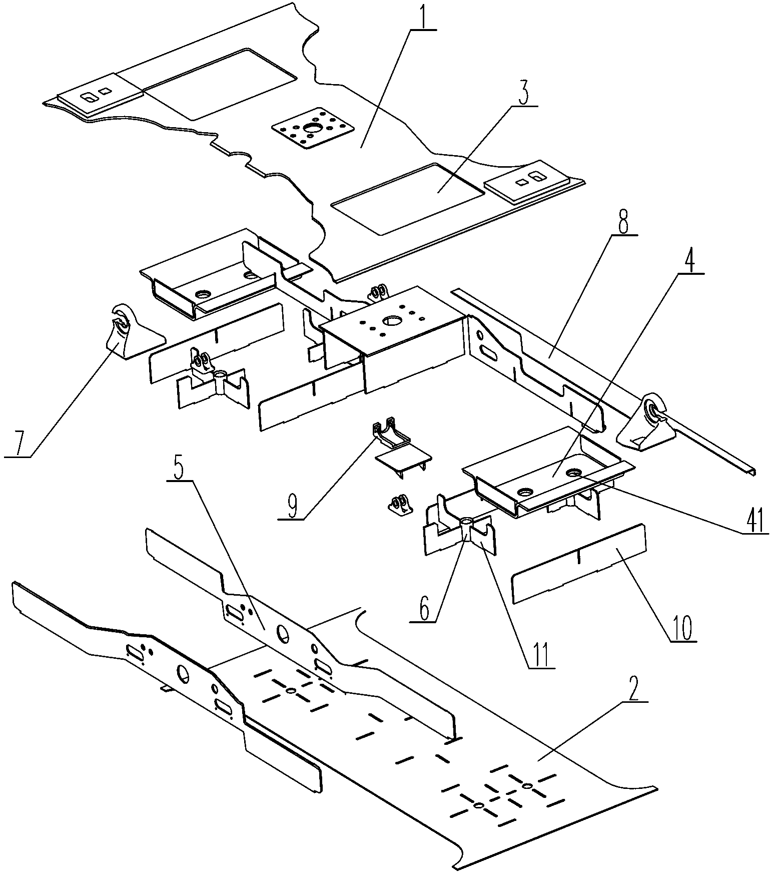 Bearing platform type sleeper beam structure for railway vehicle