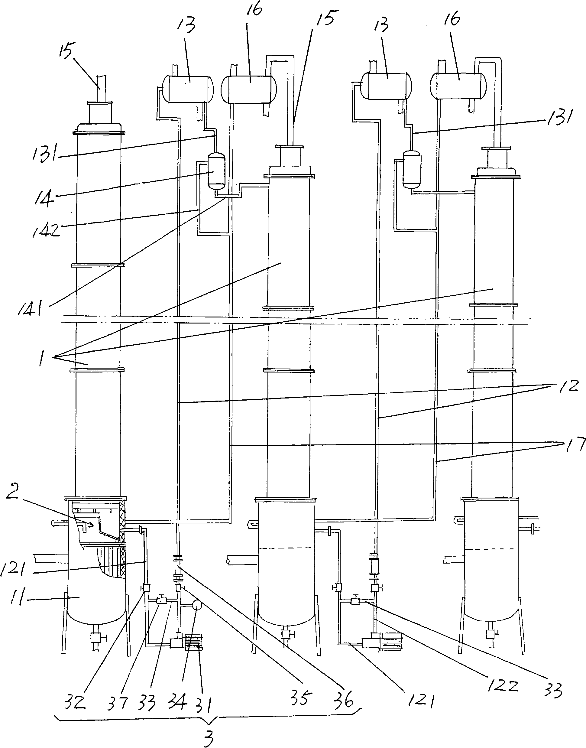 Liquid phase cascade rectification device for isotope separation