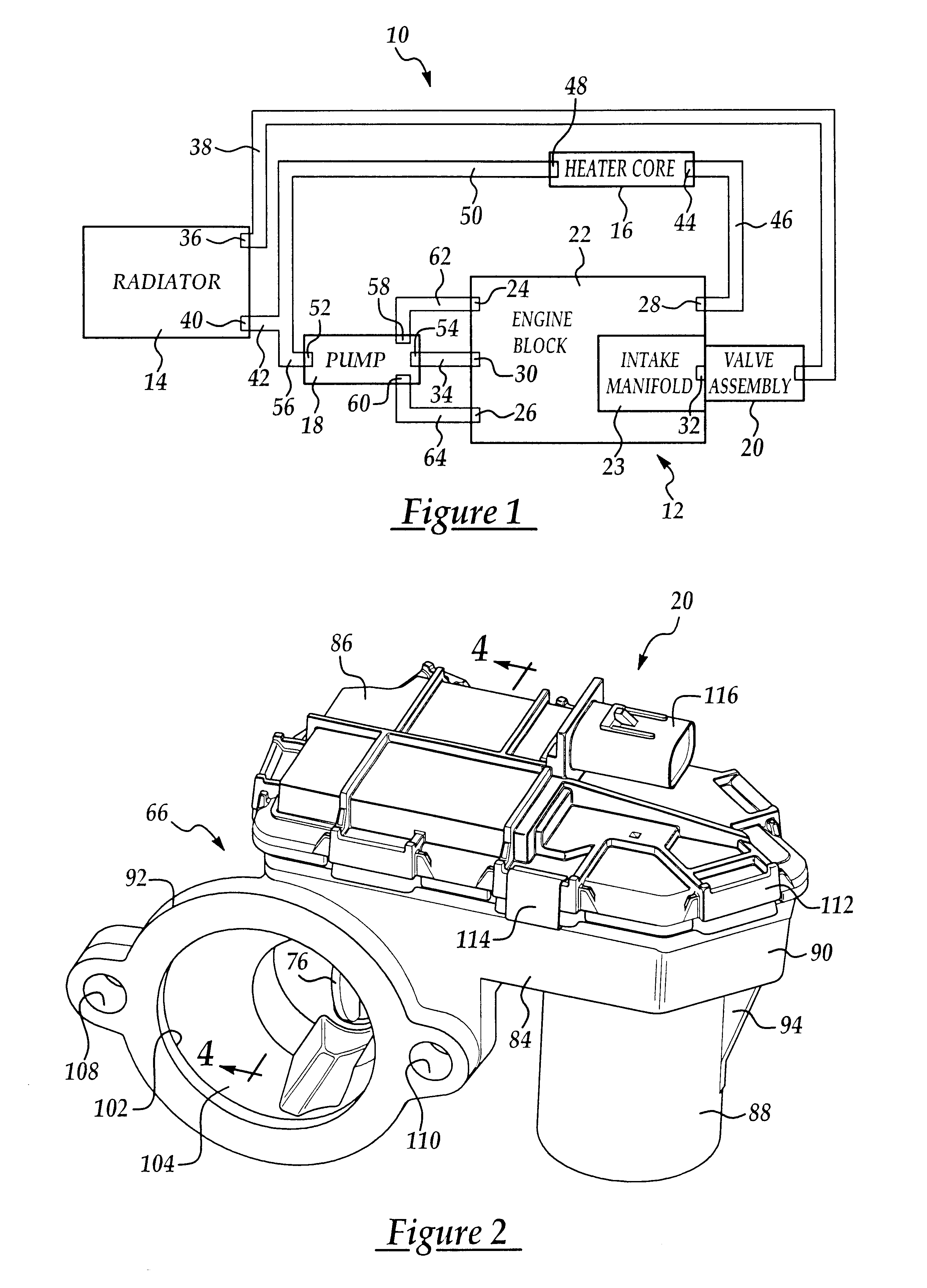 Valve assembly for controlling coolant flow exiting an engine