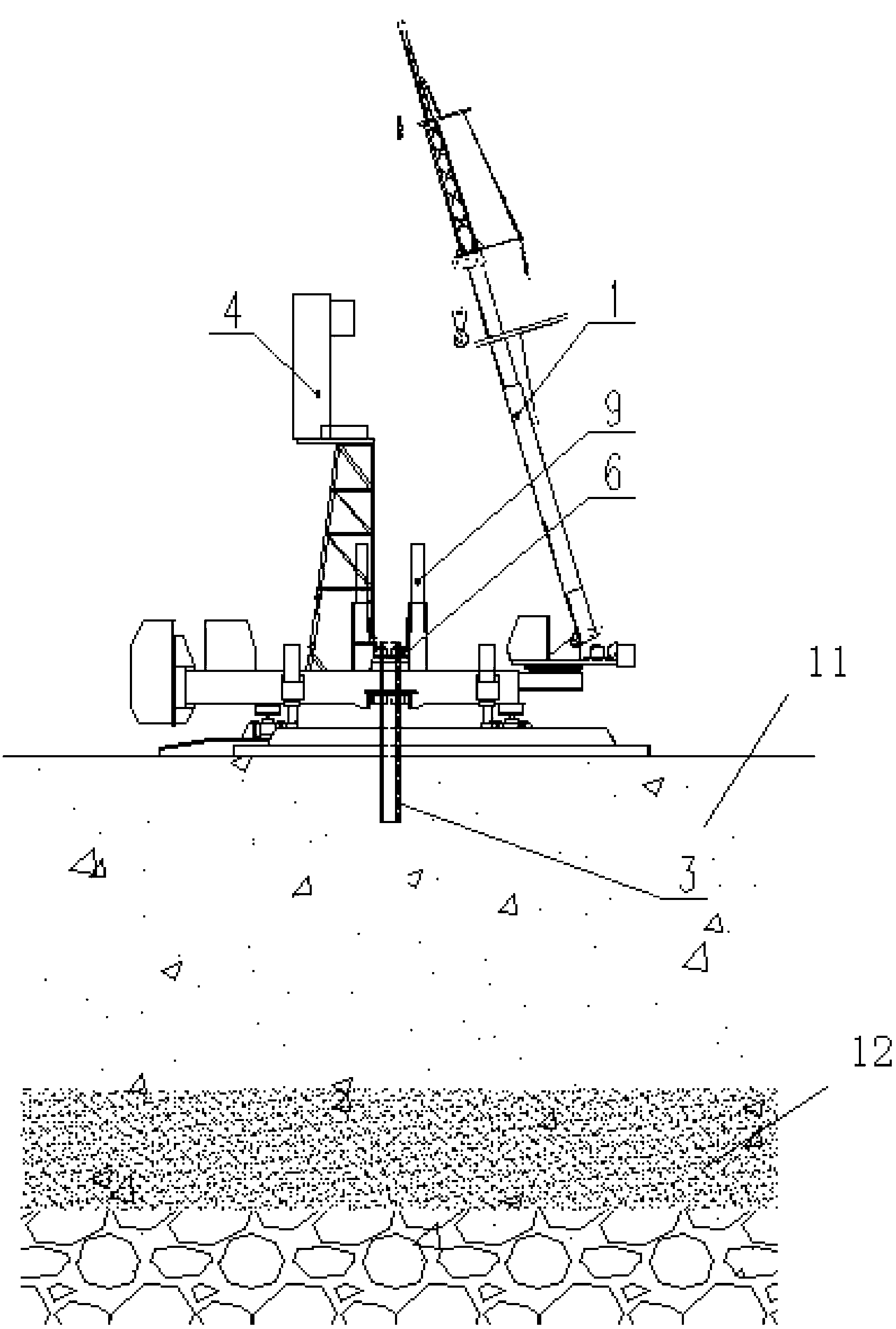 Construction method combining static pressure pile sinking with middle-digging hole guiding for buildings or bridges