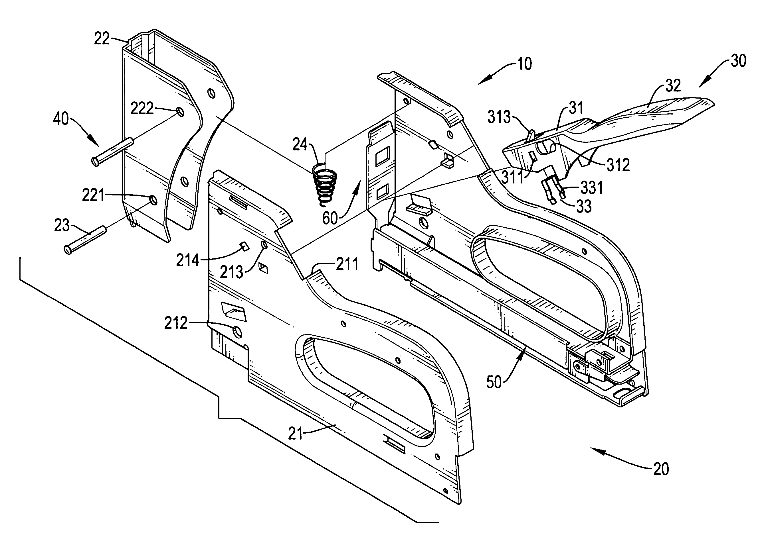 Staple gun with a latch assembly