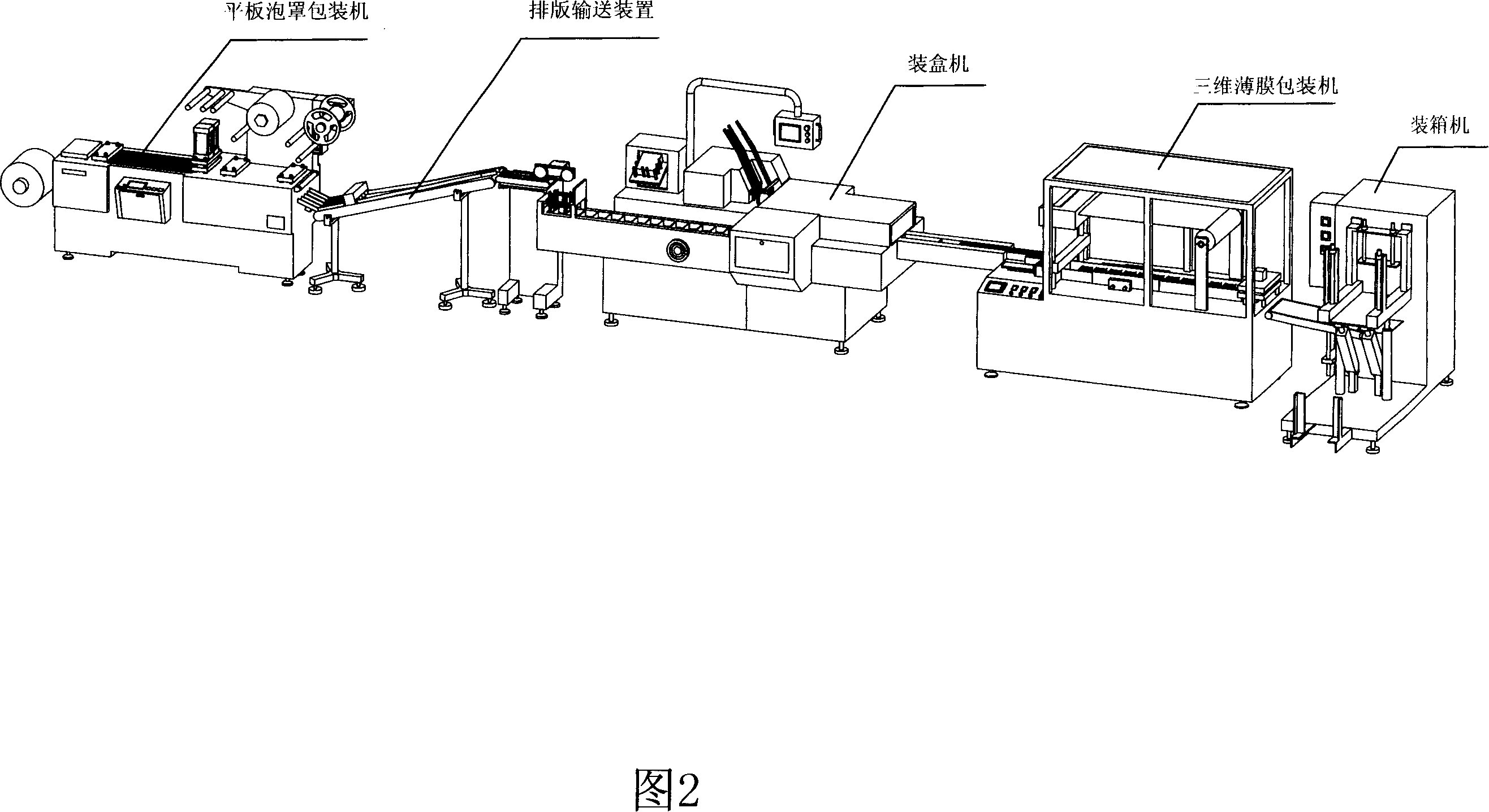 Typesetting conveyer on production linkage line of medicine packaging machinery