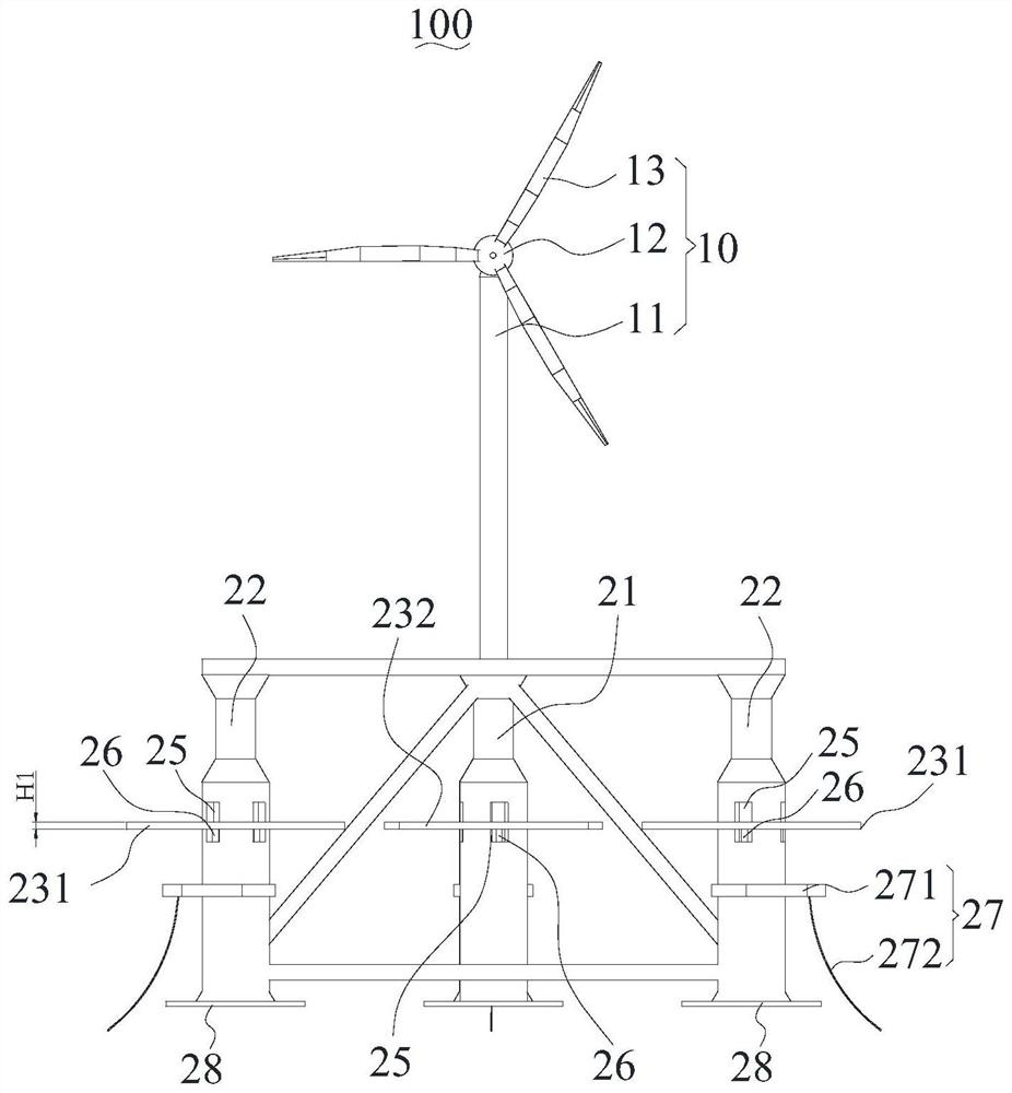 Semi-submersible floating type wind turbine foundation structure