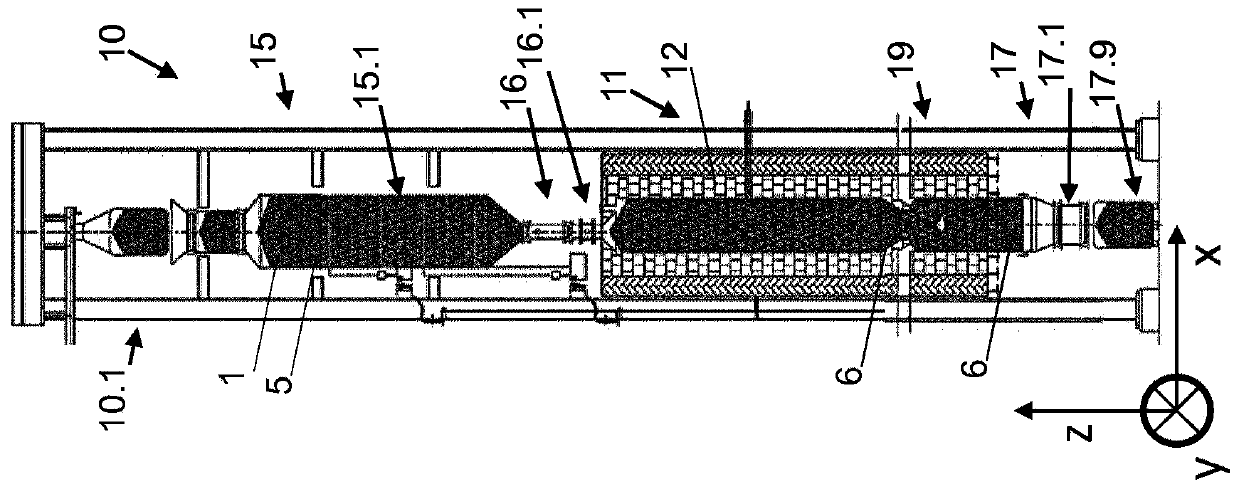 Device and method for recovering gases during coking of carbon-containing feedstock, and use