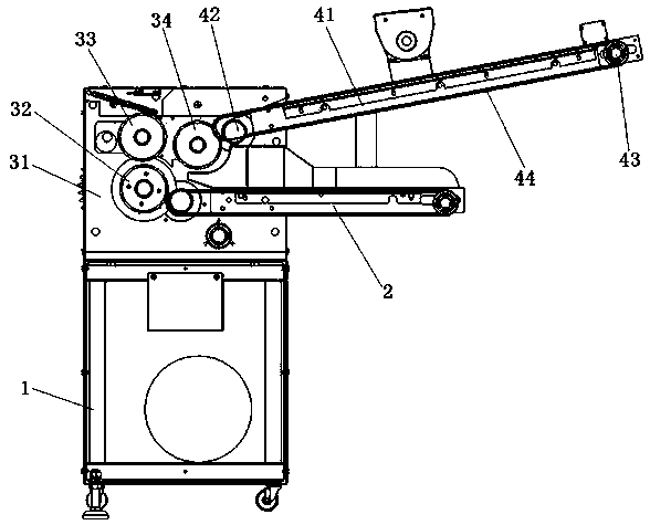 Dough blocking device of rotating and folding dough mixer