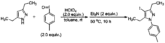 A kind of synthetic method of the pyrazole compound of 4-iodination-n-arylation