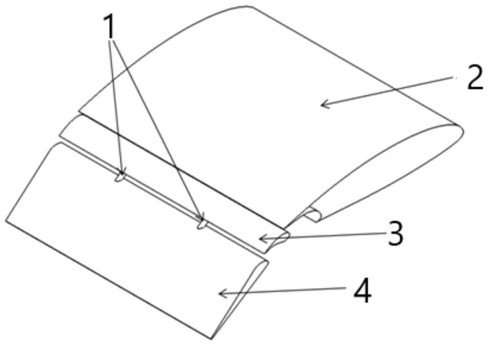 A double-slotted flap fixedly connected to an additional wing