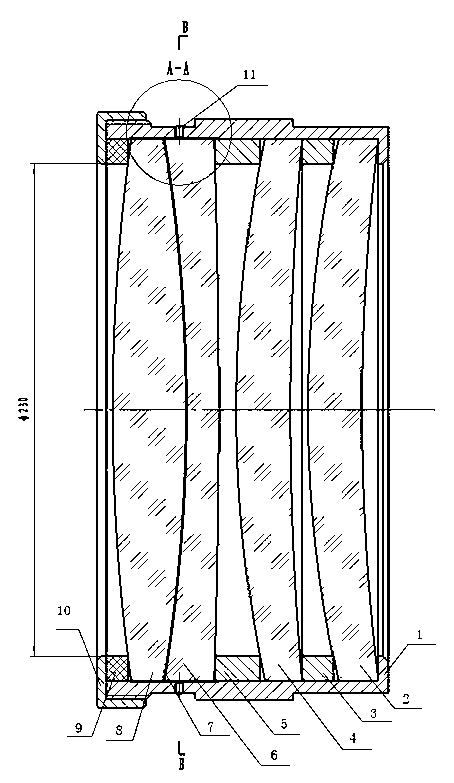 Picture frame structure of heavy-calibre combined lens