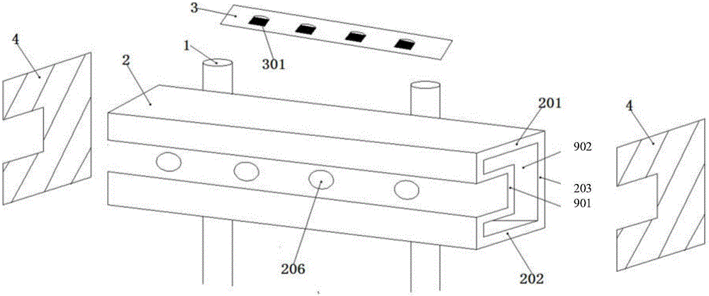 Guardrail structure and guardrail lamp