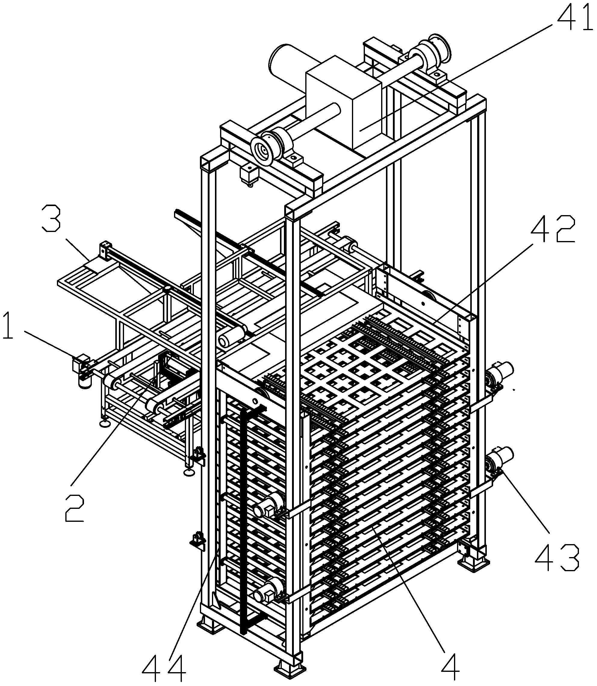 Automatic feeding device of semi-finished product door sheet laminator