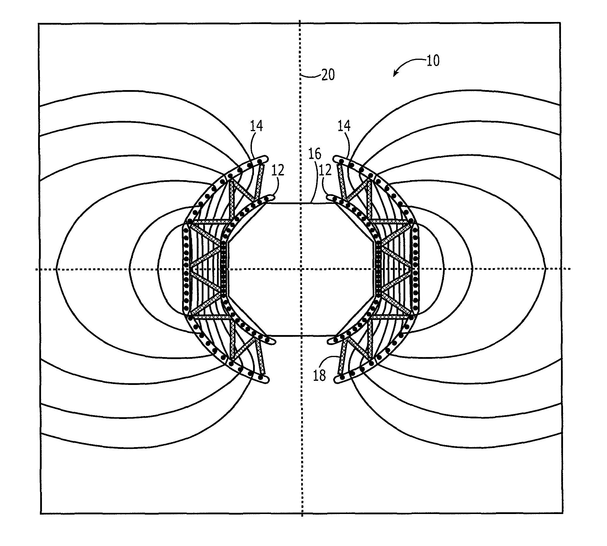 Cryogenically cooled radiation shield device and associated method