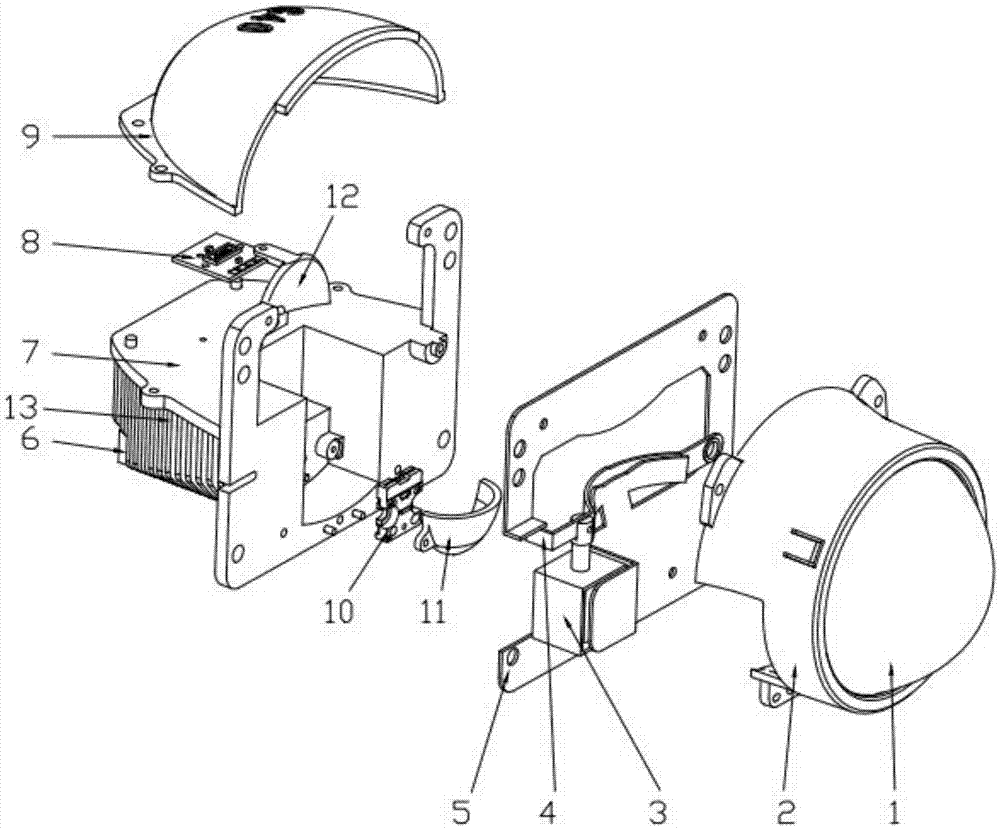 Double-light-source high-beam low-beam integrated LED vehicle lamp