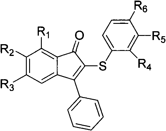 Method for synthesizing indenone-2-diphenyl sulfide derivatives