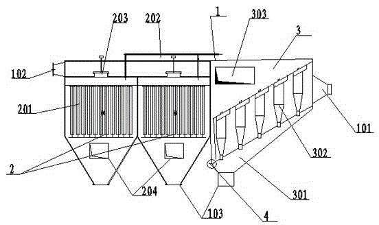 Gas box-type bag-type dust collector integrating high-efficiency cyclone dust removal