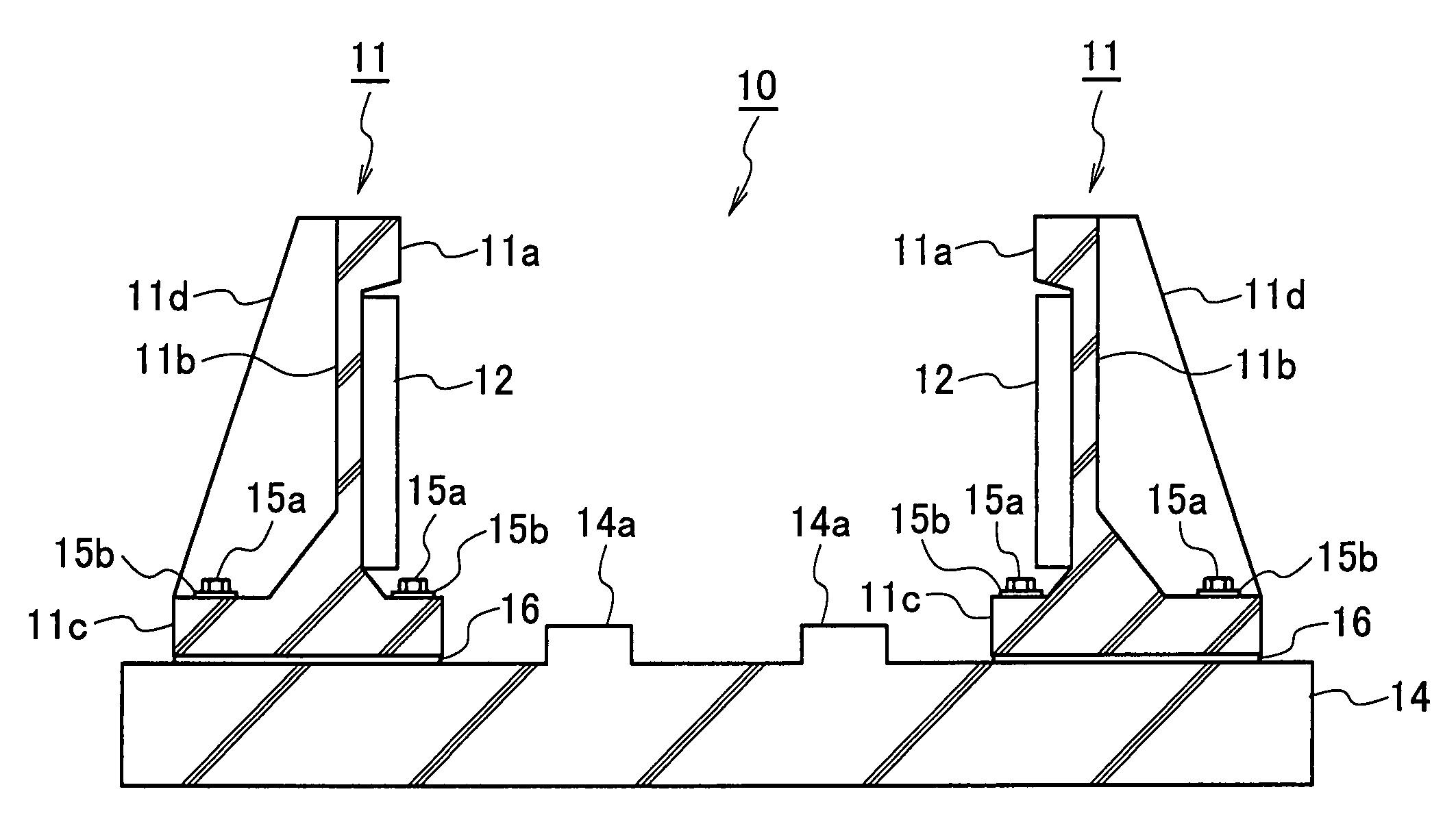 Non-magnetic concrete structure, a sidewall for a guideway and a method for installing such a sidewall for the guideway