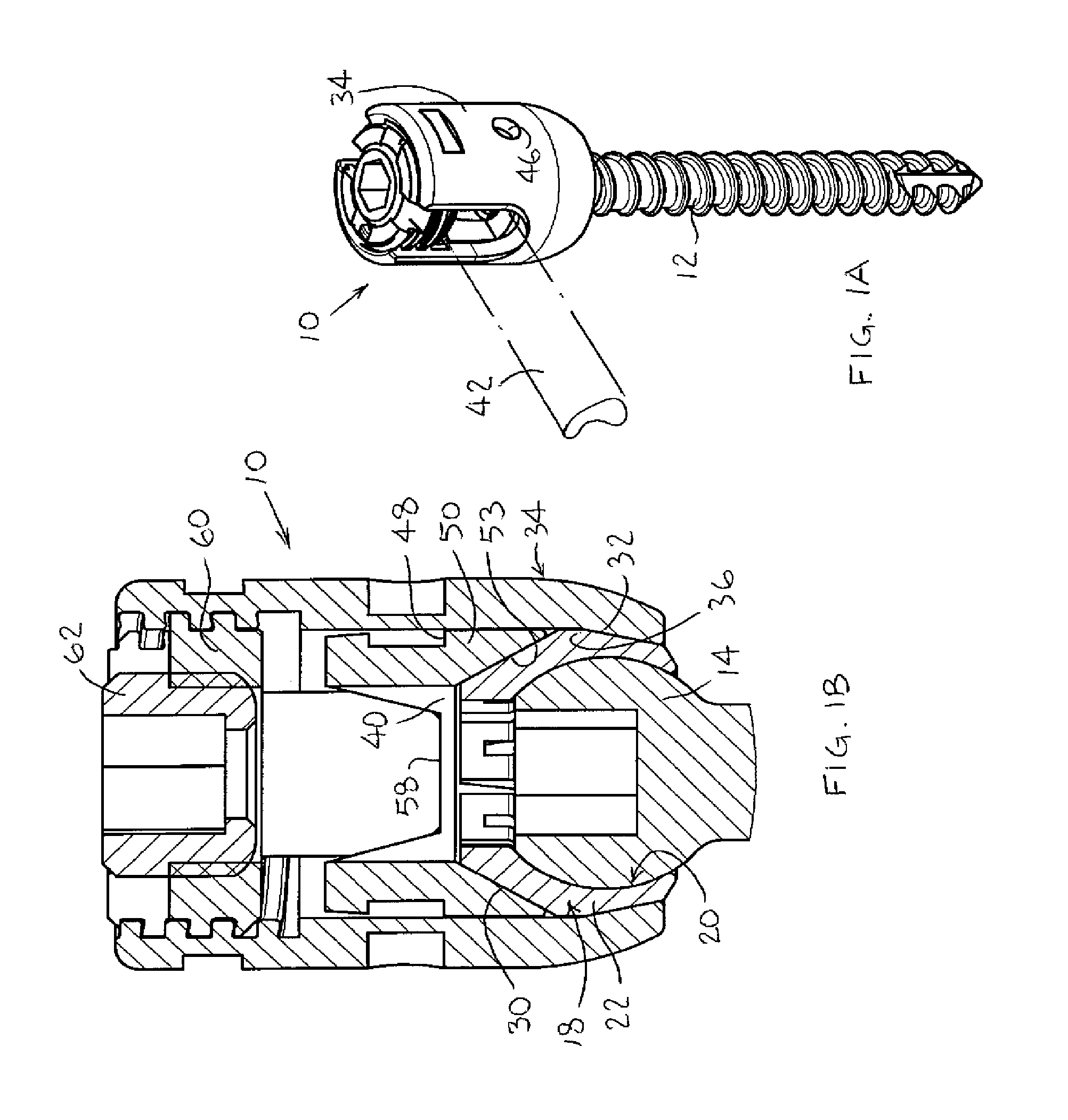 Double collet connector assembly for bone anchoring element