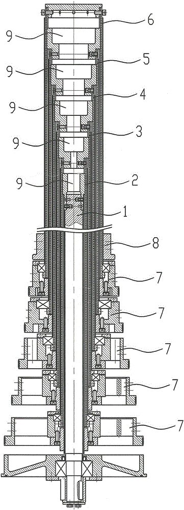 Multi-lead-screw synchronous motor lifting rod