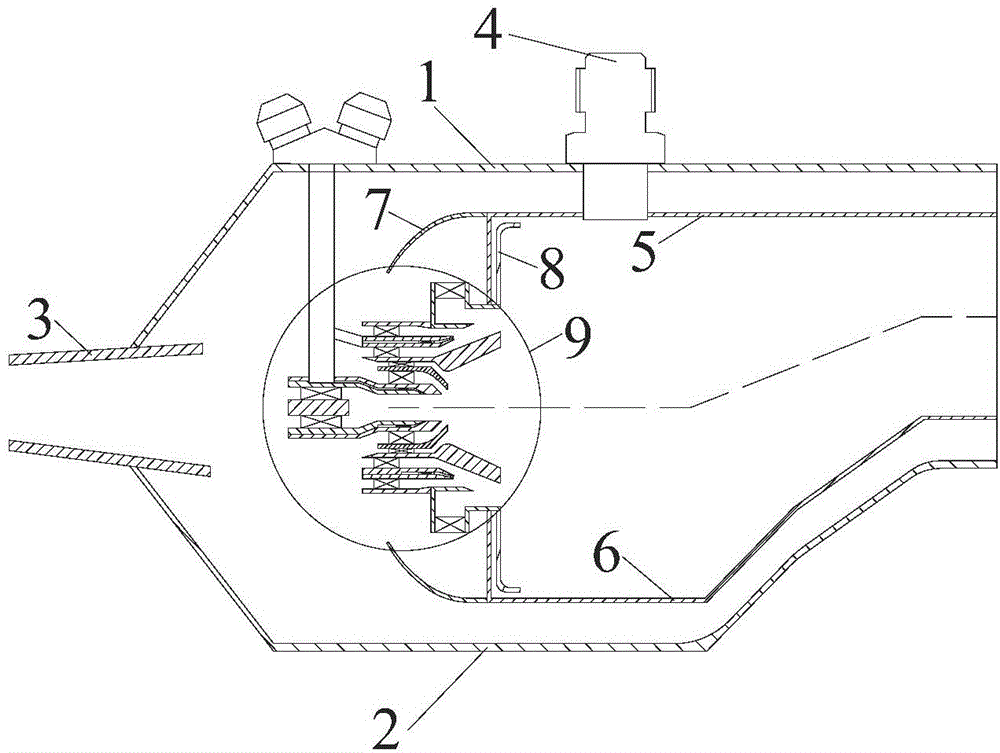 Two-stage prefilming delamination part premixing high-temperature-rise combustion chamber structure