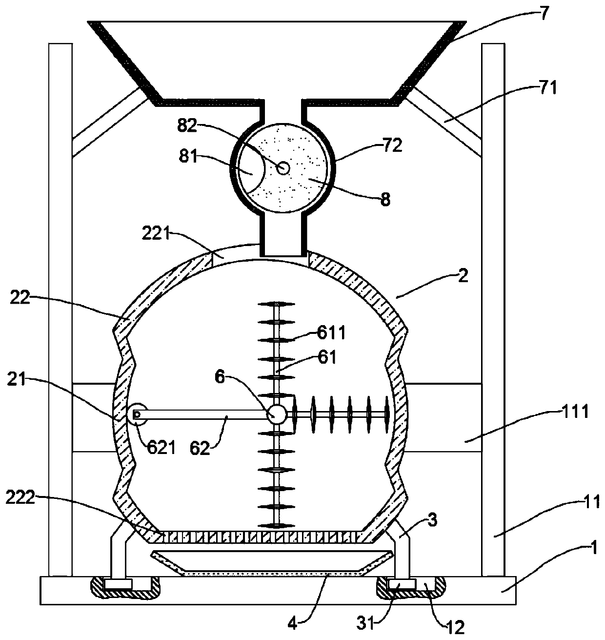 A Chinese herbal medicine crushing device with a special-shaped crushing cylinder