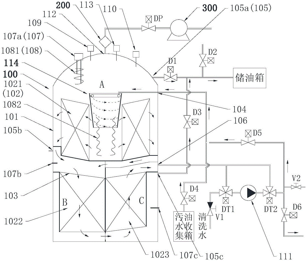 Effluent oil water separation device