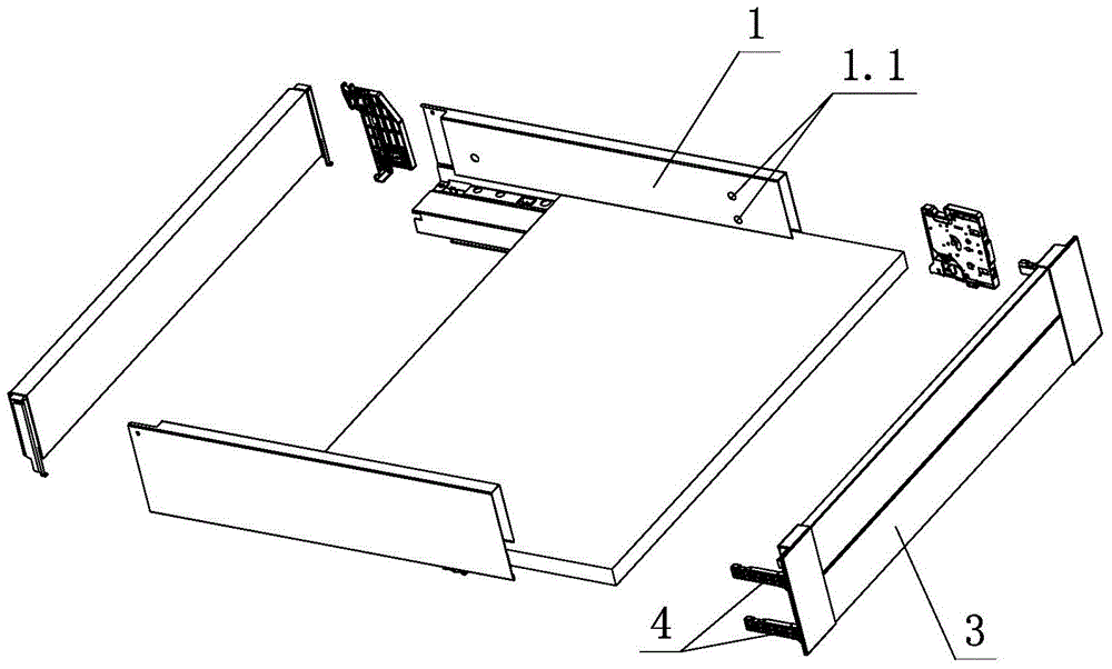 Locking and detaching structure of drawer front panel