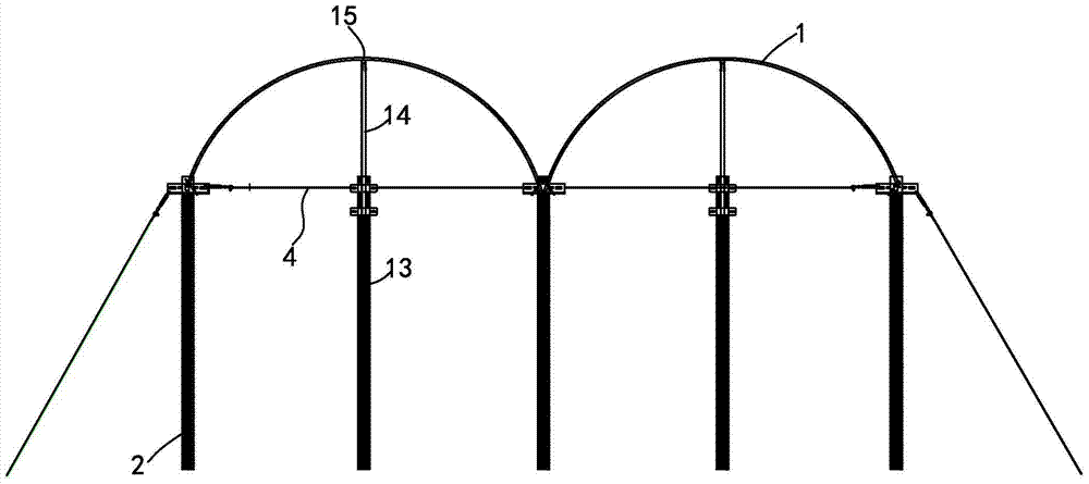 Agricultural greenhouse frame and its connecting device