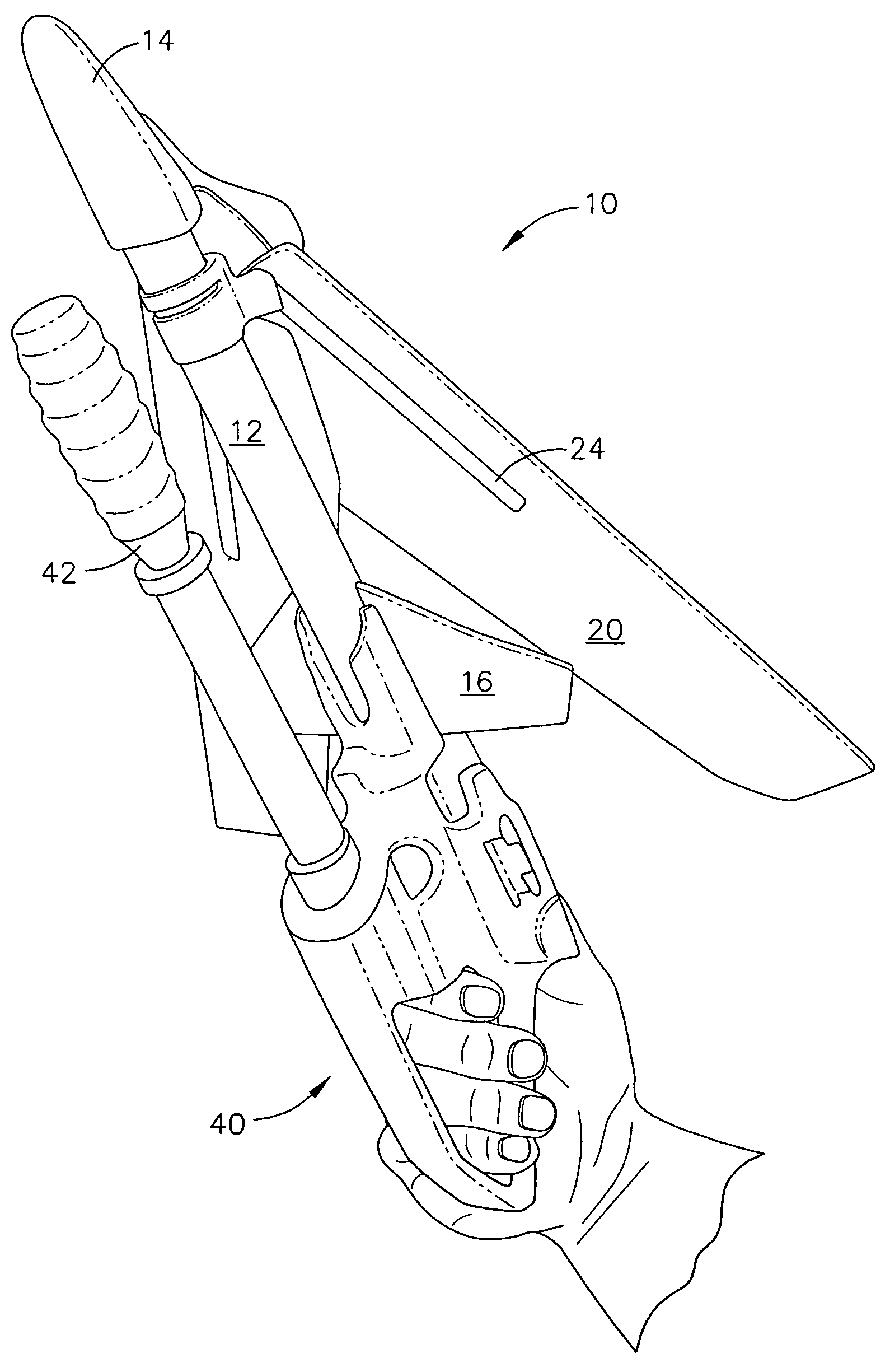 Pneumatically launched folding wing glider toy