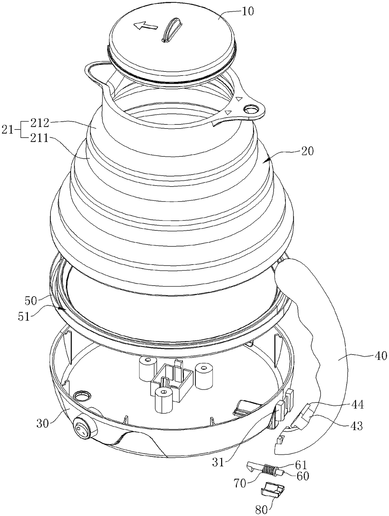 Foldable electric heating water kettle