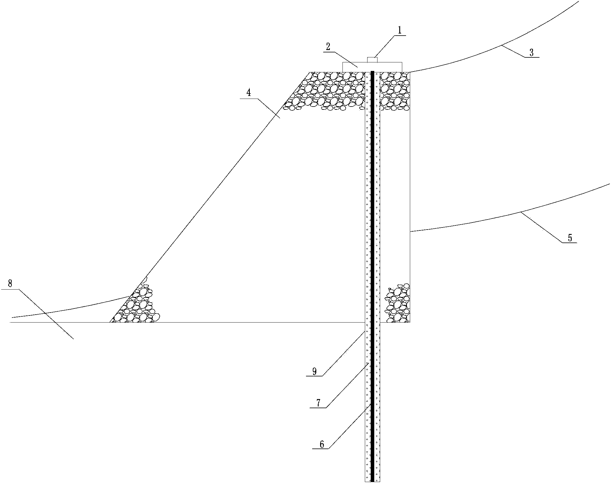 Vertical pres-stressed anchor rod gravity-type composite retaining wall and method for designing and constructing retaining wall