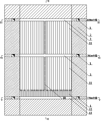 Super-large-scale stope large-diameter deep-hole high-stage open stope subsequent filling mining method and application