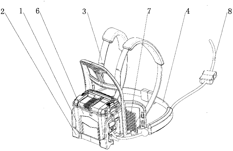 A backpack power supply device for hand-held tools