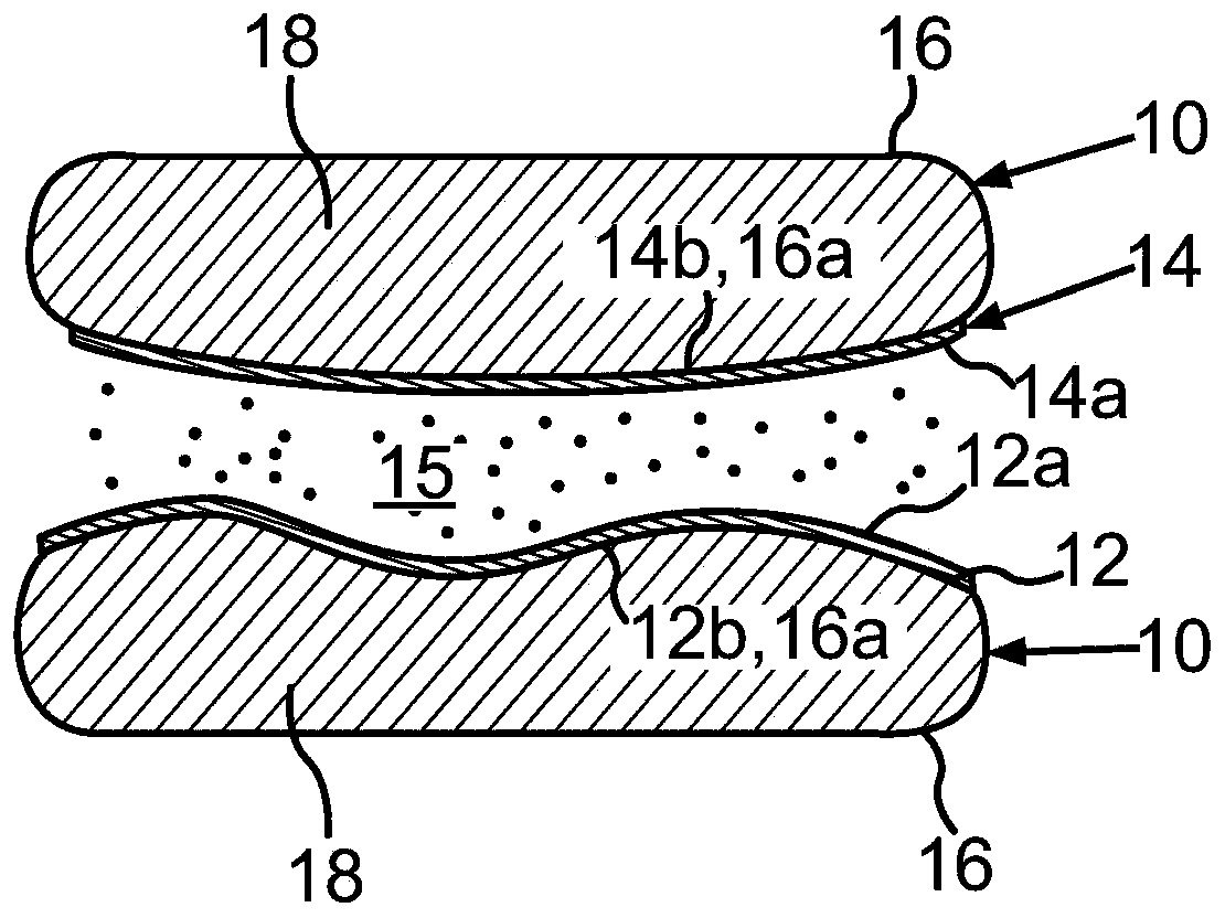 Counterholder and method for supporting at least one of two boundary surfaces, between which a medium is arranged