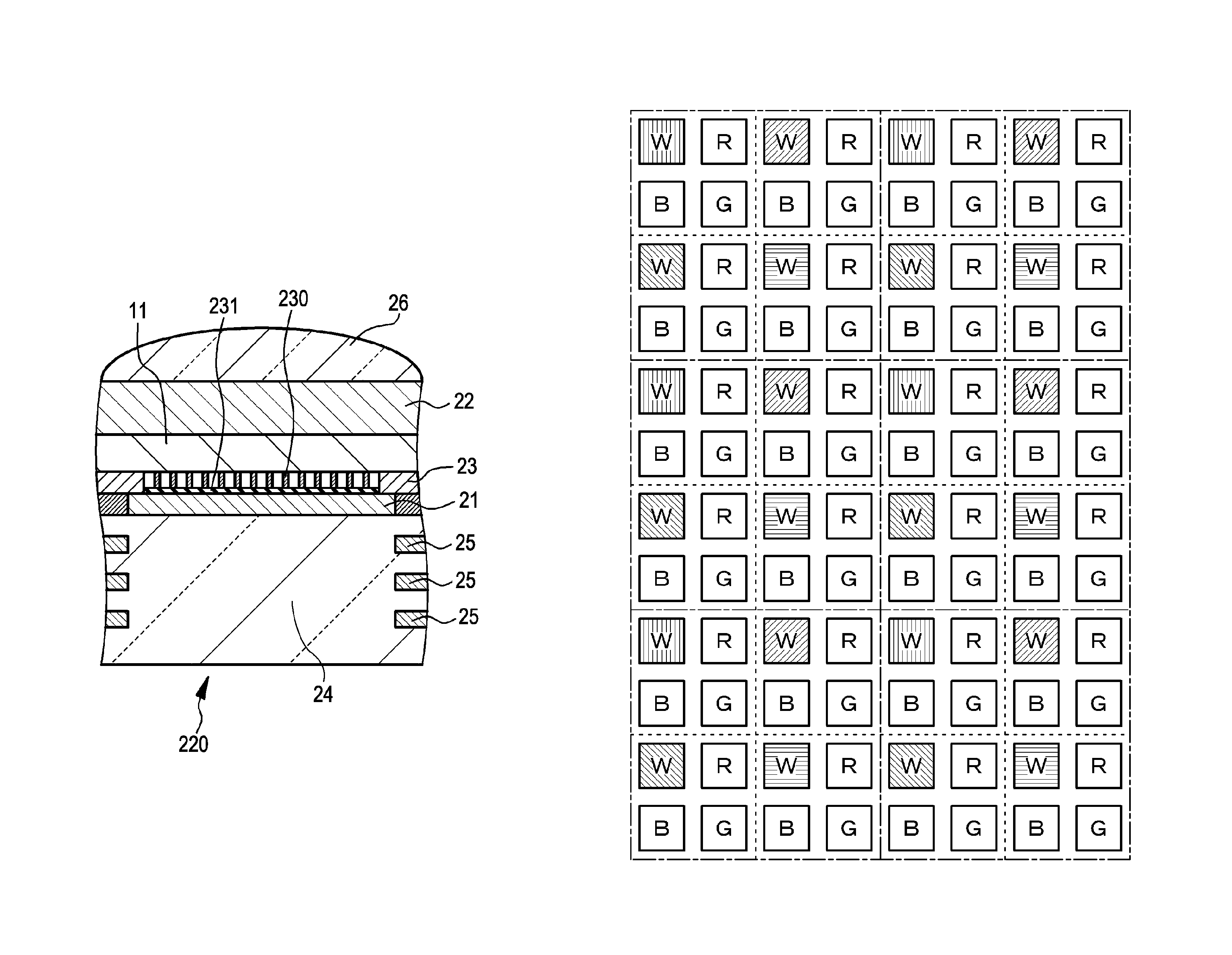 Two-dimensional solid-state image capture device with polarization member and color filter for sub-pixel regions