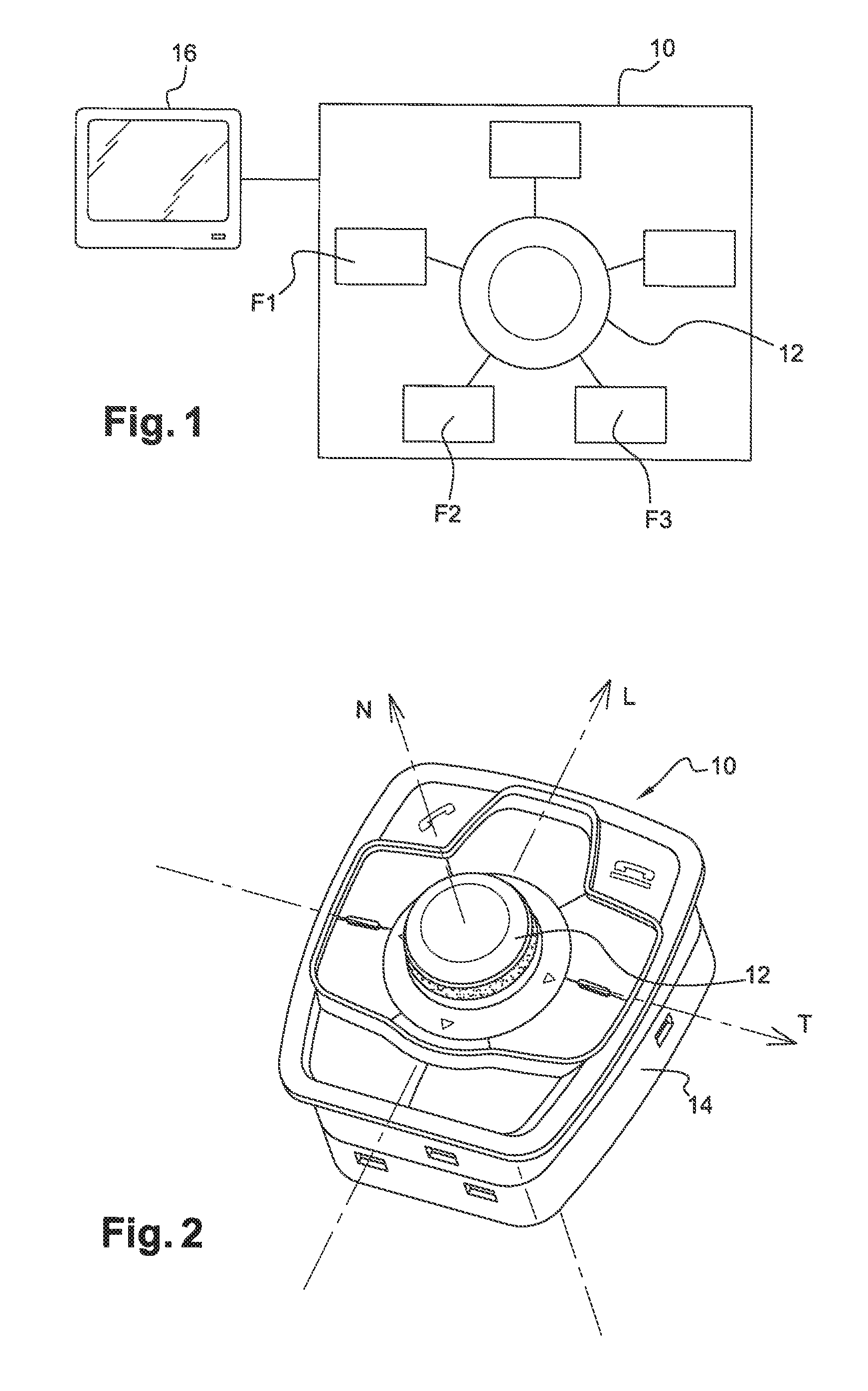 Control system with displaceable knob