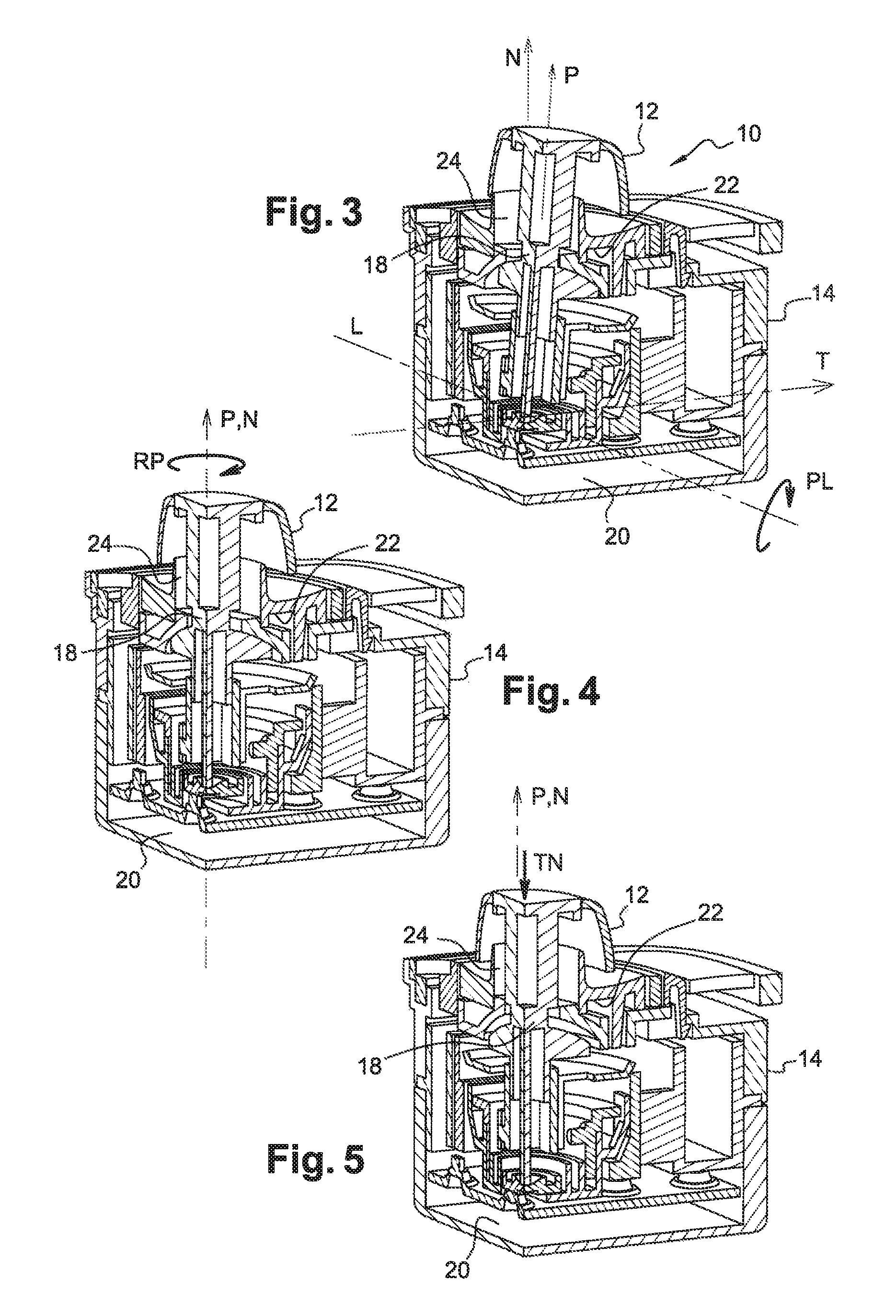 Control system with displaceable knob