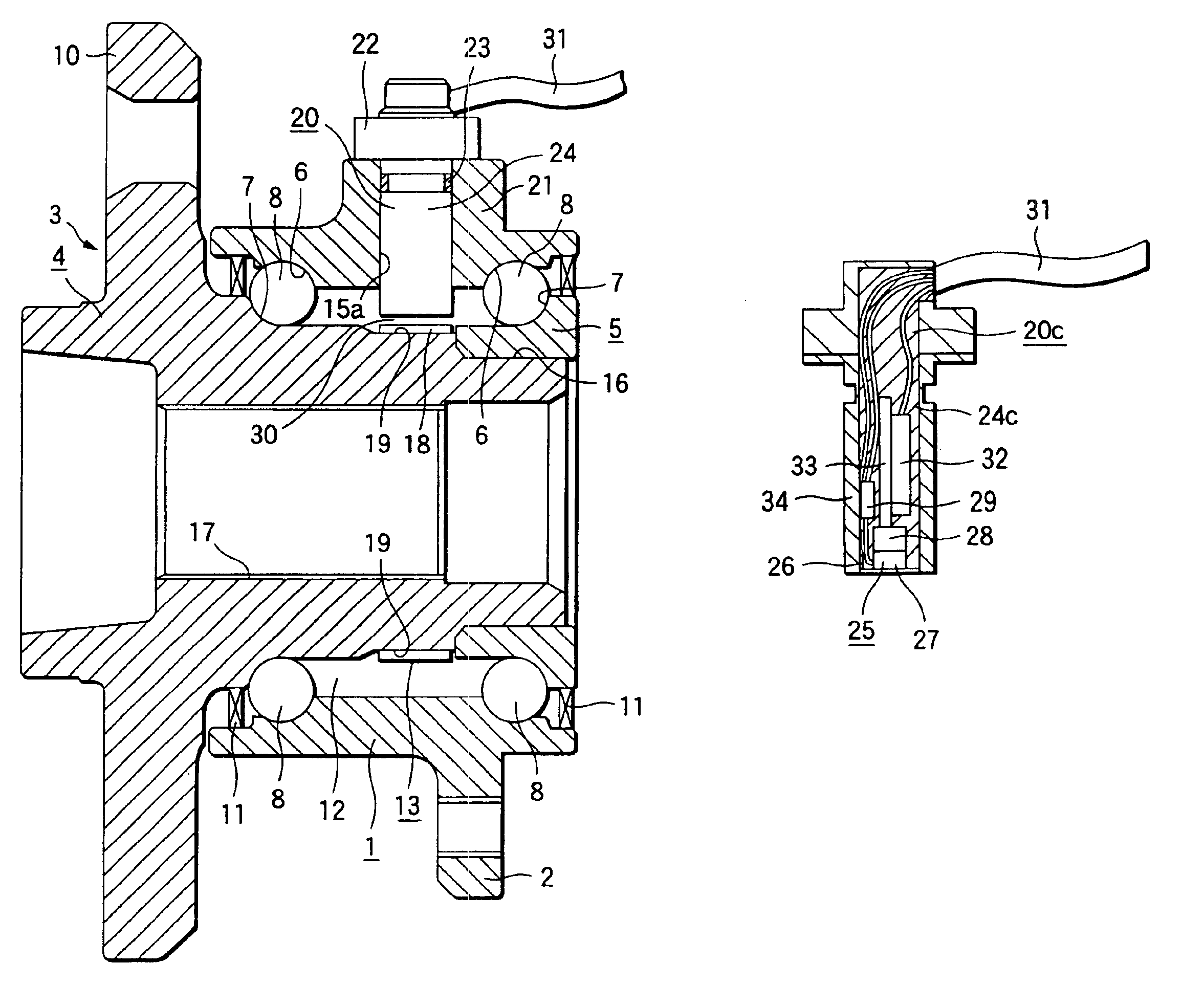 Wheel rotation detecting device