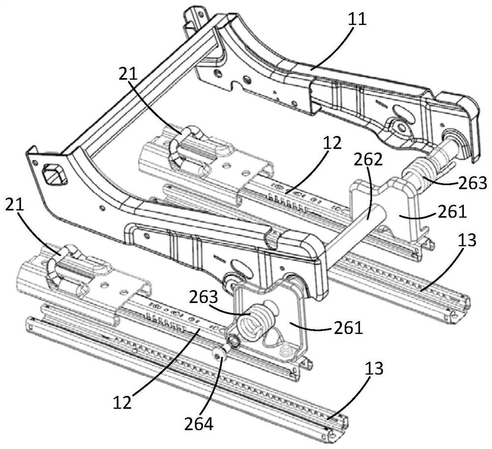 Slide rail actuated easy entry mechanism for unlocking floor locks