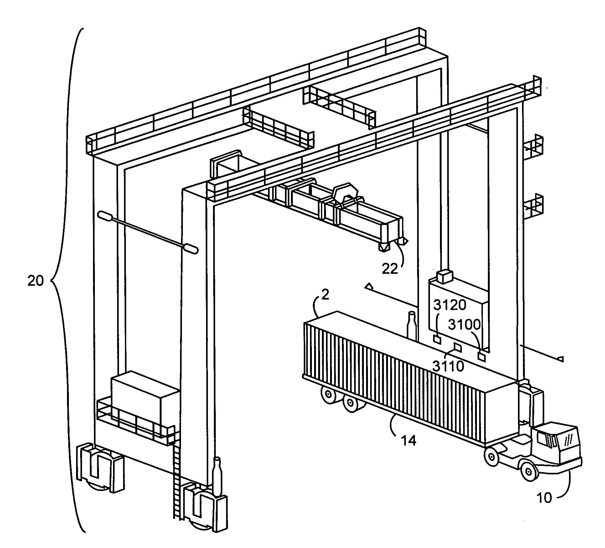 Method and apparatus using radio-location tags to report status for a container handler