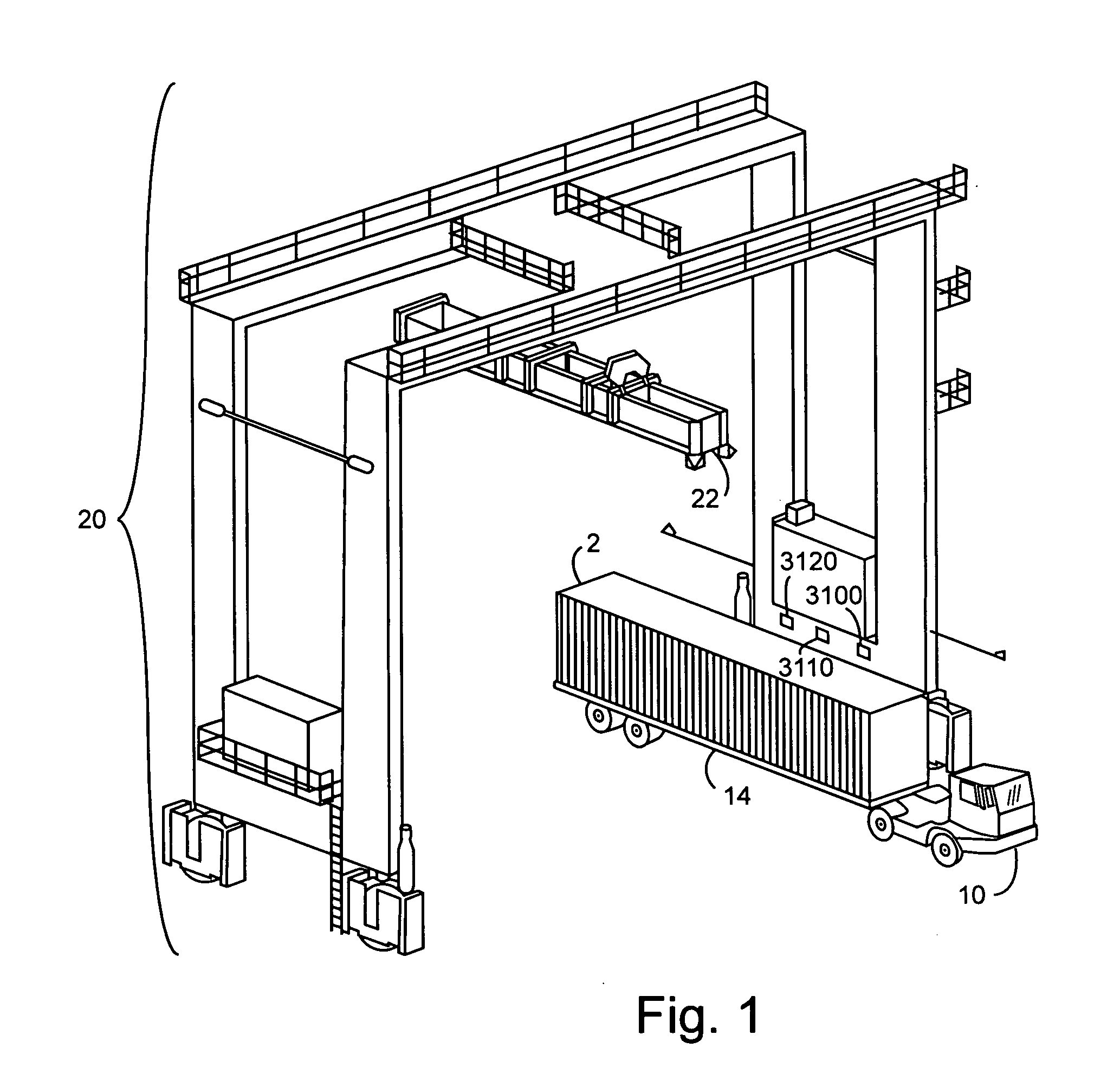 Method and apparatus using radio-location tags to report status for a container handler