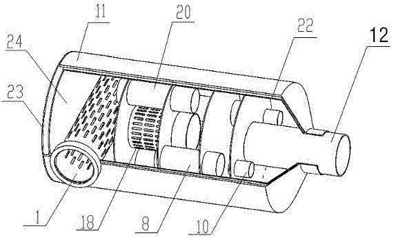 An expansion resonance compound muffler