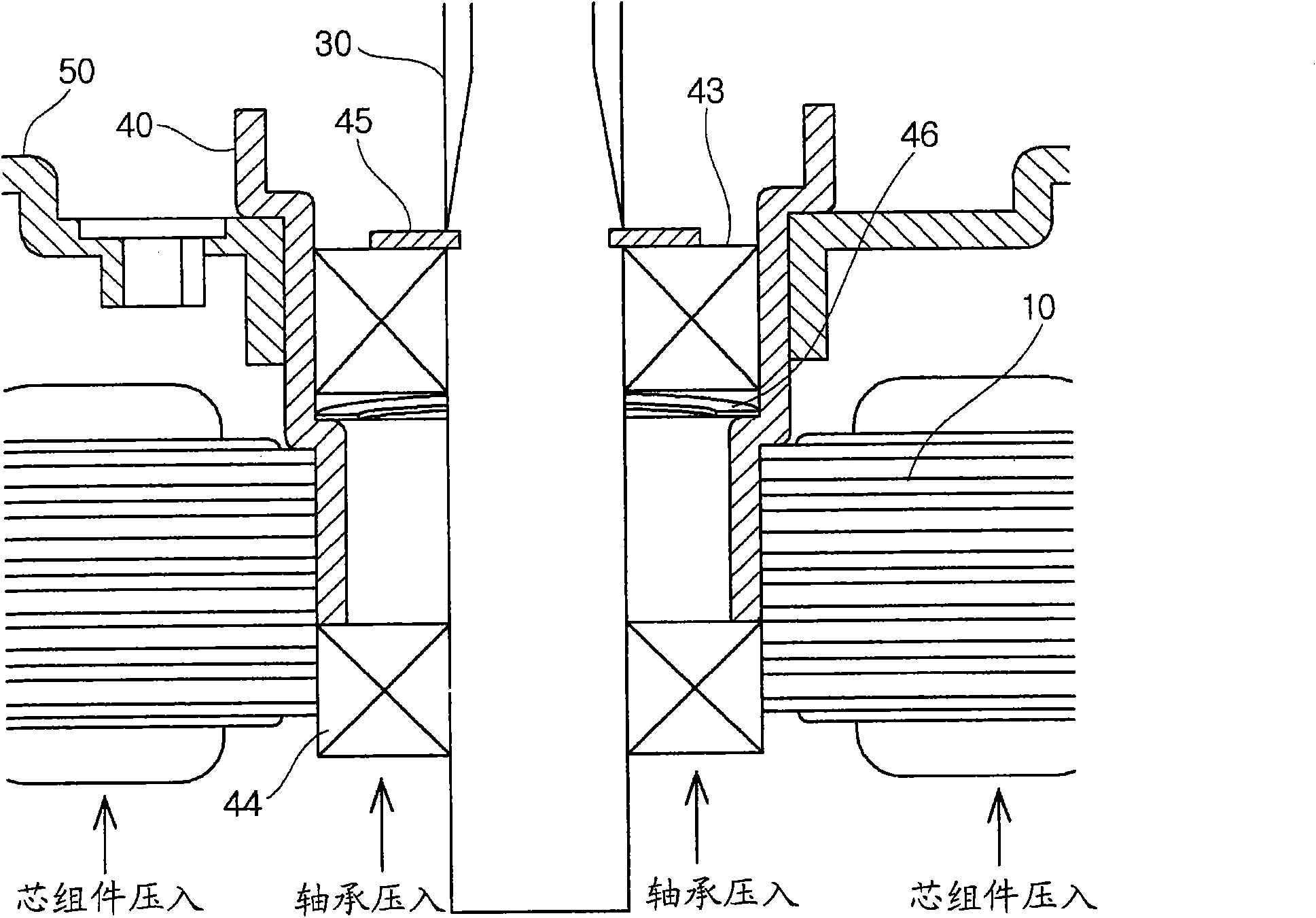 Structure of supporting core assembly and bearing for a bldc