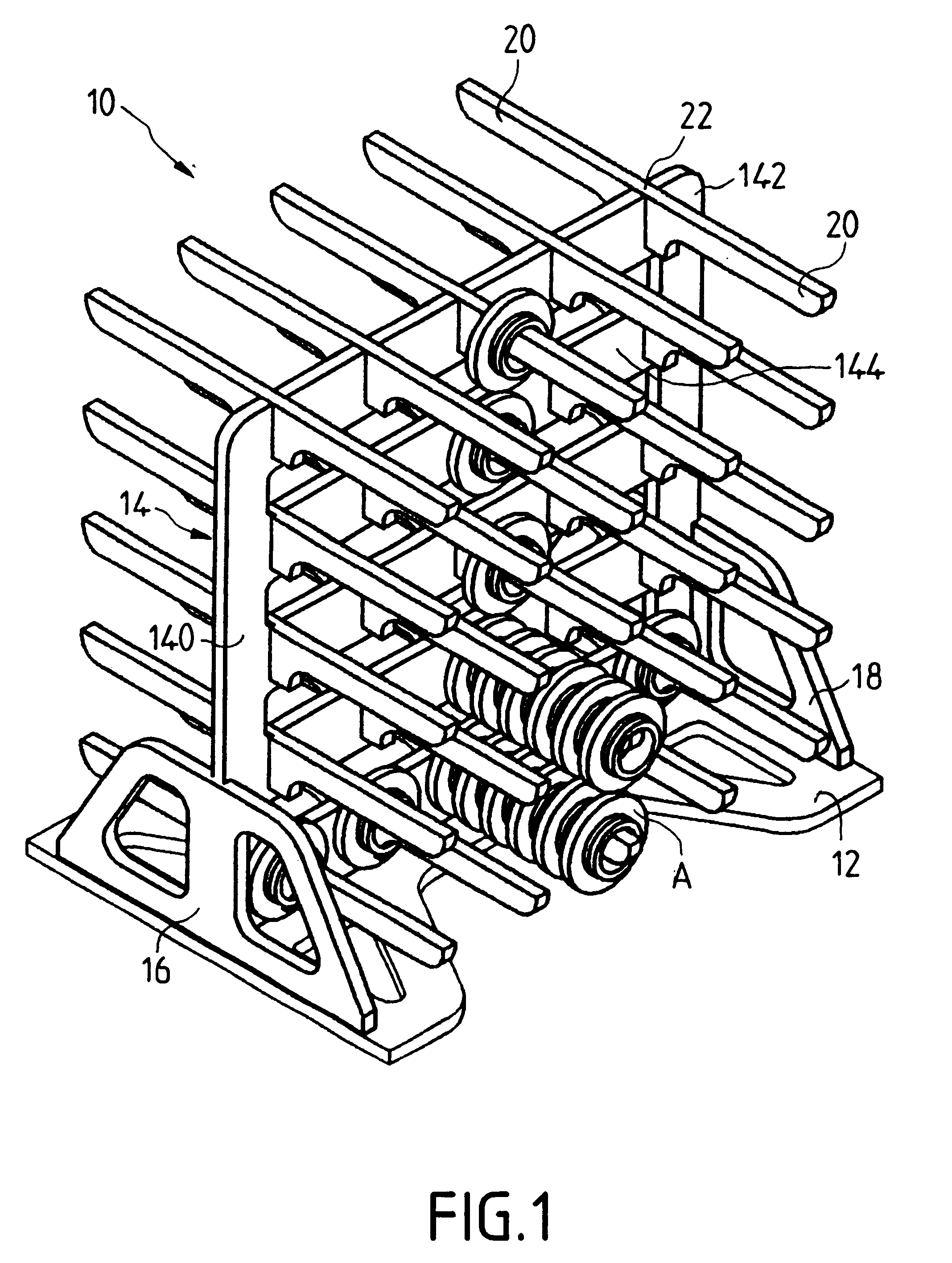 Rack for loading parts for heat treatment